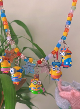 手工自制环球影城小黄人项链串珠项链