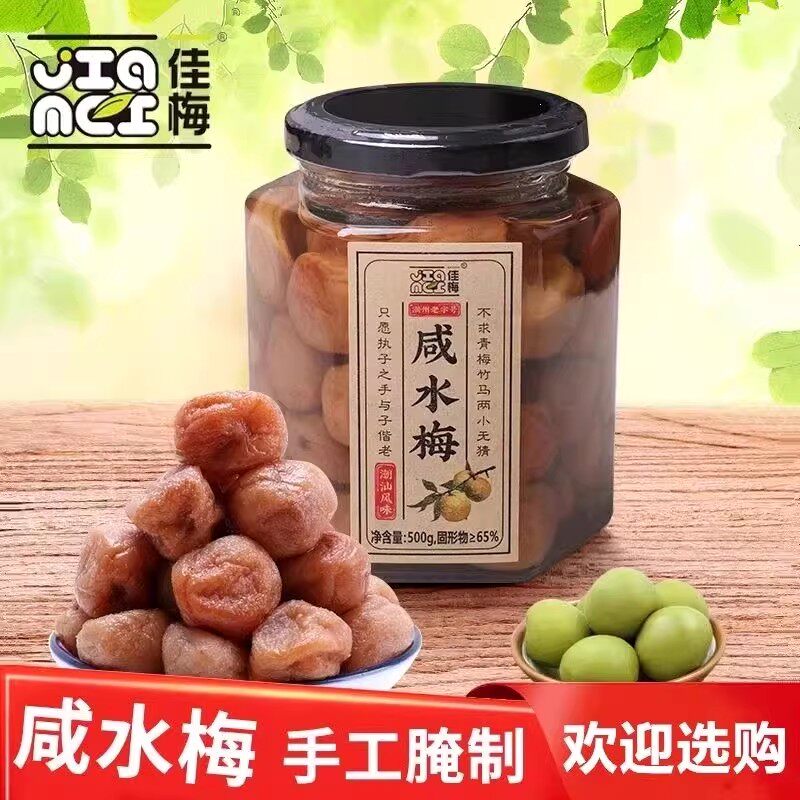 佳梅咸水梅500g潮汕特产手工腌制盐水梅酸咸梅青竹梅梅汁盐渍青梅