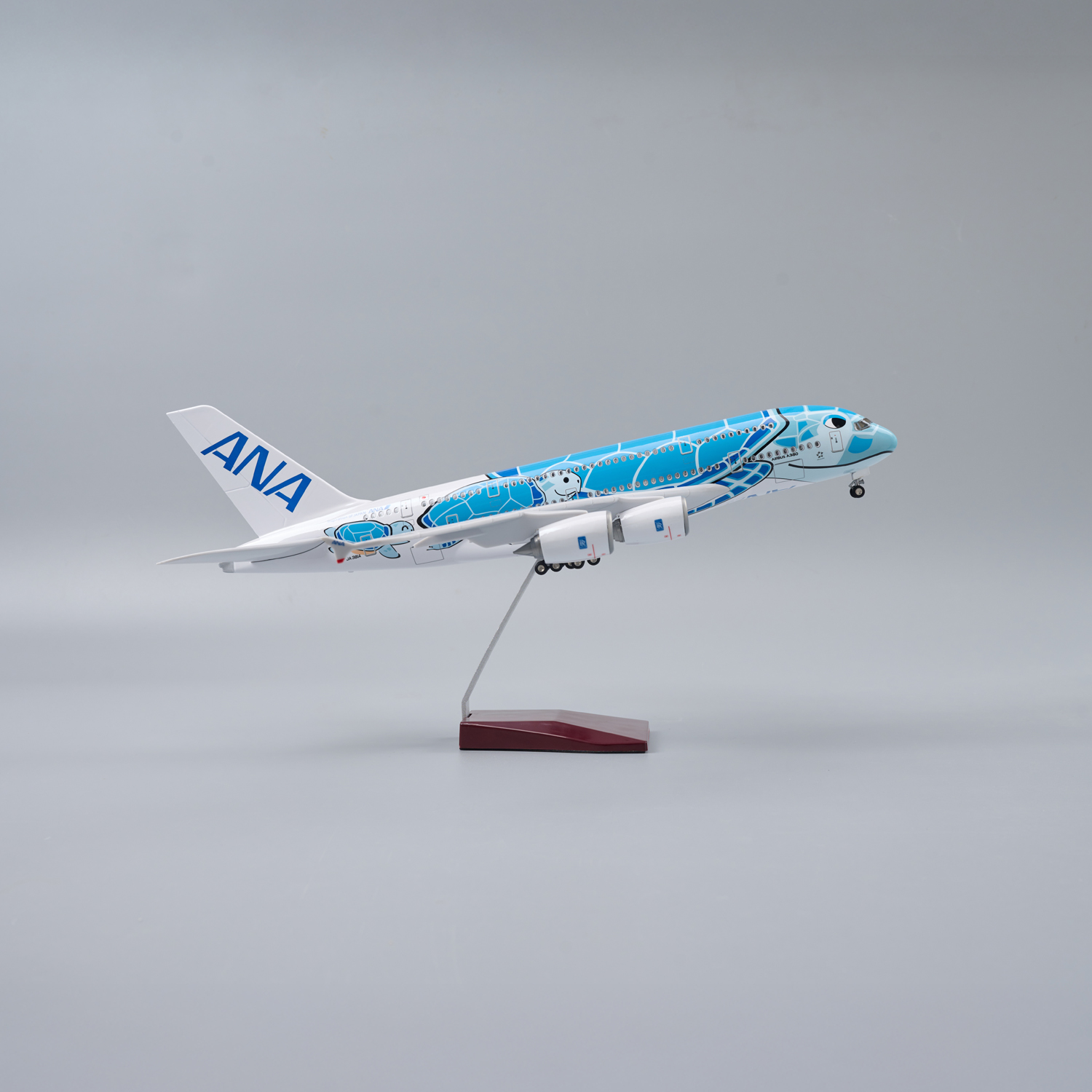 带灯仿真45cm全日空航空蓝海龟A380飞机模型客机民航摆件男生ANA