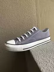 Couple Style Unisex Pure Gray Breathable Lace-Up Canvas Shoes Thick-Soled Sports Sneakers Student Shoes Vulcanized Shoes Casual Shoes
