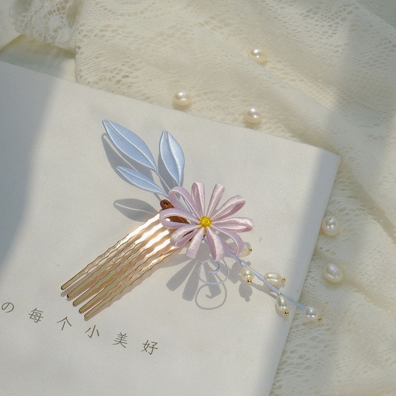 原创小雏菊缠花成品手工非遗蚕丝花朵汉服发饰古风配饰发簪发钗梳