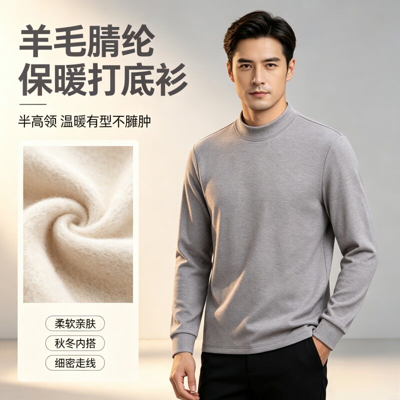 男士精纺羊毛保暖长袖毛衣