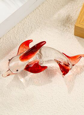 可爱海豚玻璃鱼缸造景摆件送玩具