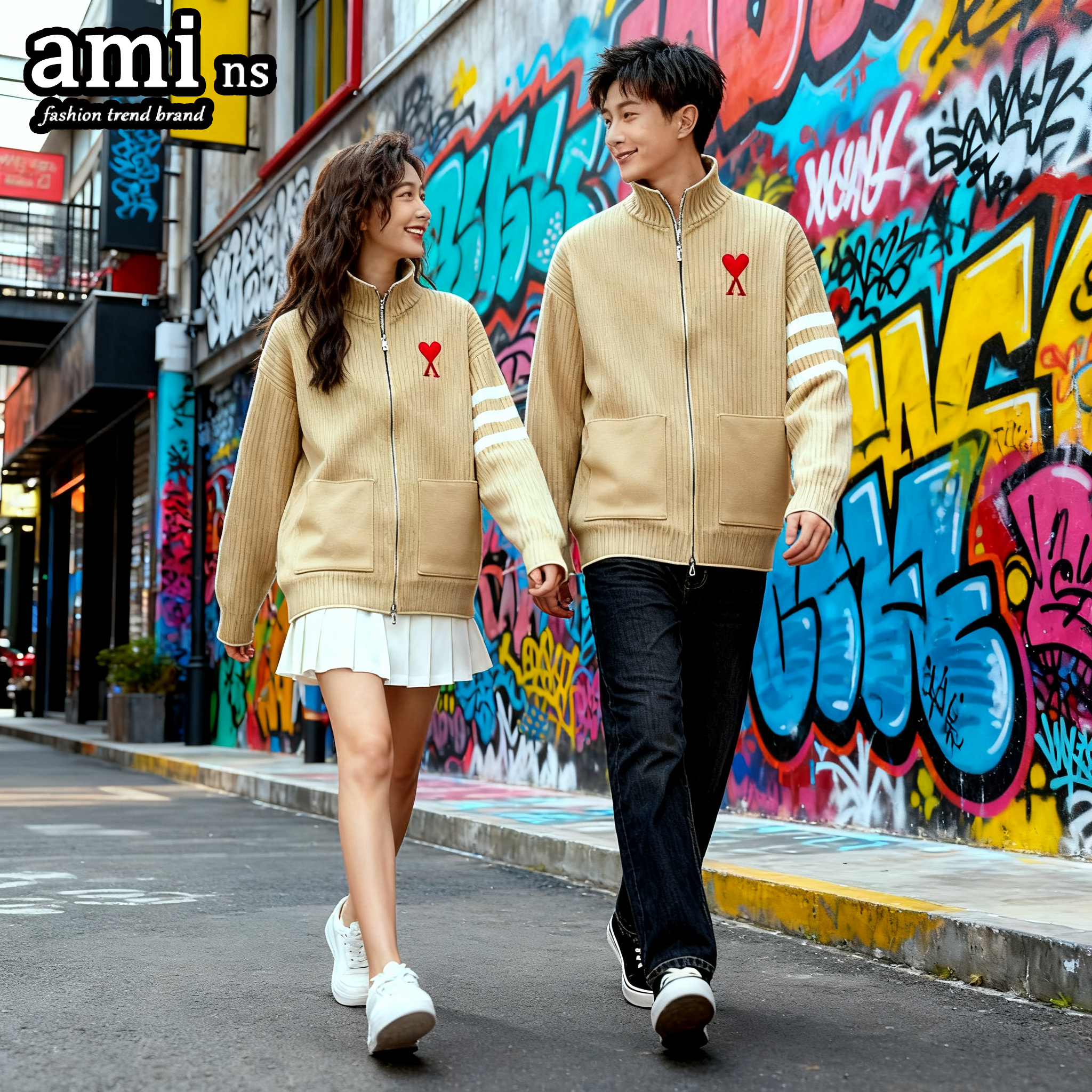 AMI毛衣情侣款秋冬休闲开衫外套