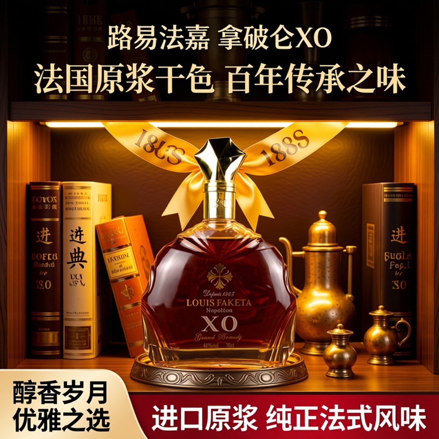 白兰地xo洋酒路易法嘉拿破仑法国干邑进口原浆40度700ml*2礼盒装