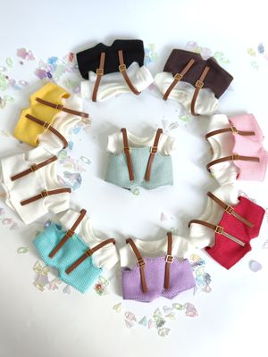 现货10cm娃衣12cm8cm棉花娃娃衣服可爱无属性T恤背带裤套装玩偶衣