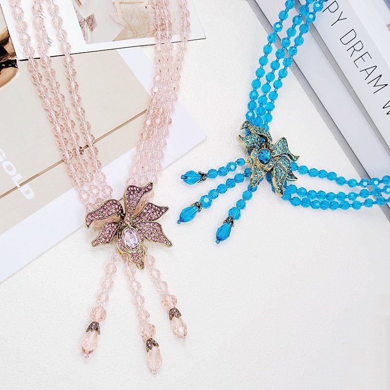 项链花朵流苏款多色立体满钻