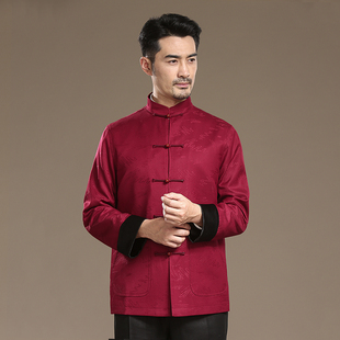 立领盘扣休闲中国风爸爸装 唐装 外套中式 春秋长袖 上衣 男中老年翻袖