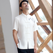 唐装 中国风复古盘扣休闲中山装 男夏季 衬衫 中青年短袖 唐袭世家中式