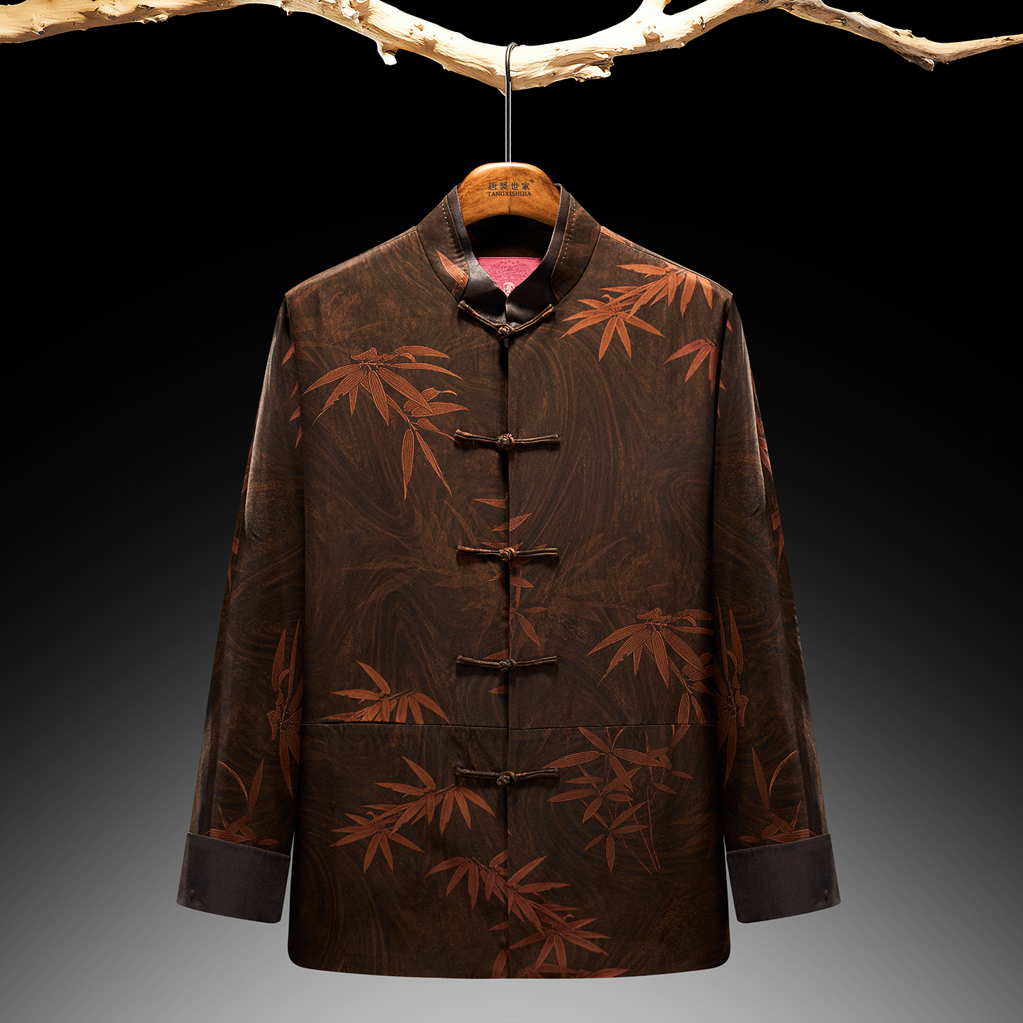 唐袭世家中式唐装男秋季外套真丝香云纱长袖复古印花高档国风上衣,男装,唐装,淘宝优惠券,粉丝福利购,淘宝优惠卷