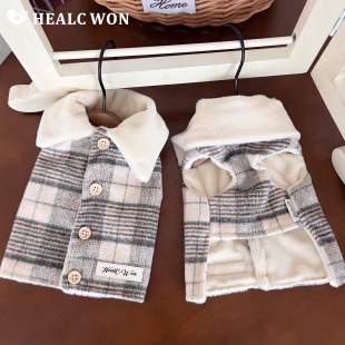 HC原创狗狗猫咪宠物衣服羊毛翻领可爱马甲棉服羊羔绒比熊马尔济斯