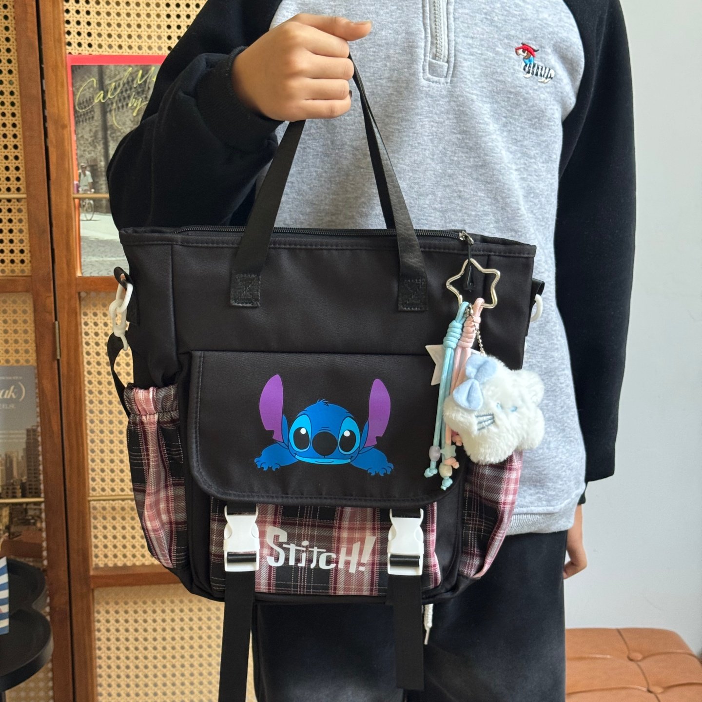 学生补习手提袋学生卡通可爱单肩手提学科袋ins学院风单肩斜跨包