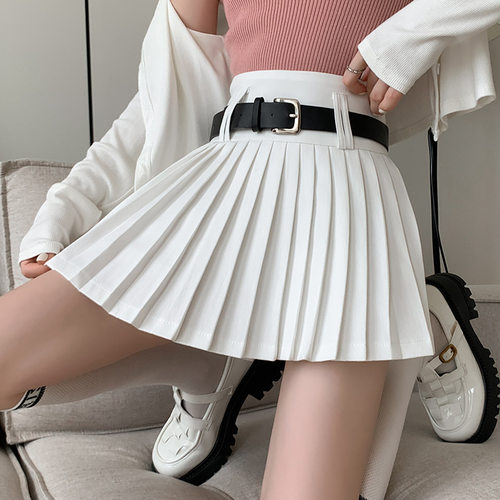 2024网红腰半身裙女新款白色短裙裤辣妹百褶裙显瘦夏秋冬a字裙