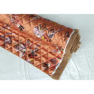 160克羊驼绒絮片真丝花素绉缎桑蚕丝外套背心保暖裤衍棉丝绸布料