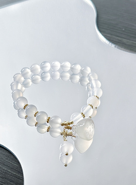 【超素】天然荔枝冻白玛瑙手链莲蓬吊坠手串清欢白月光串珠手饰