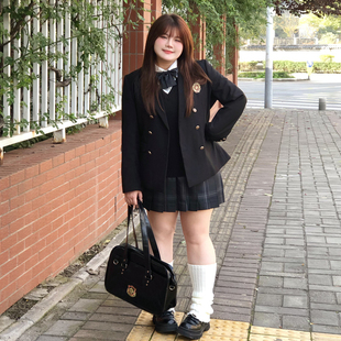 樱时纪原创大码jk正版双排扣西装外套学院风收腰显瘦休闲西服上衣