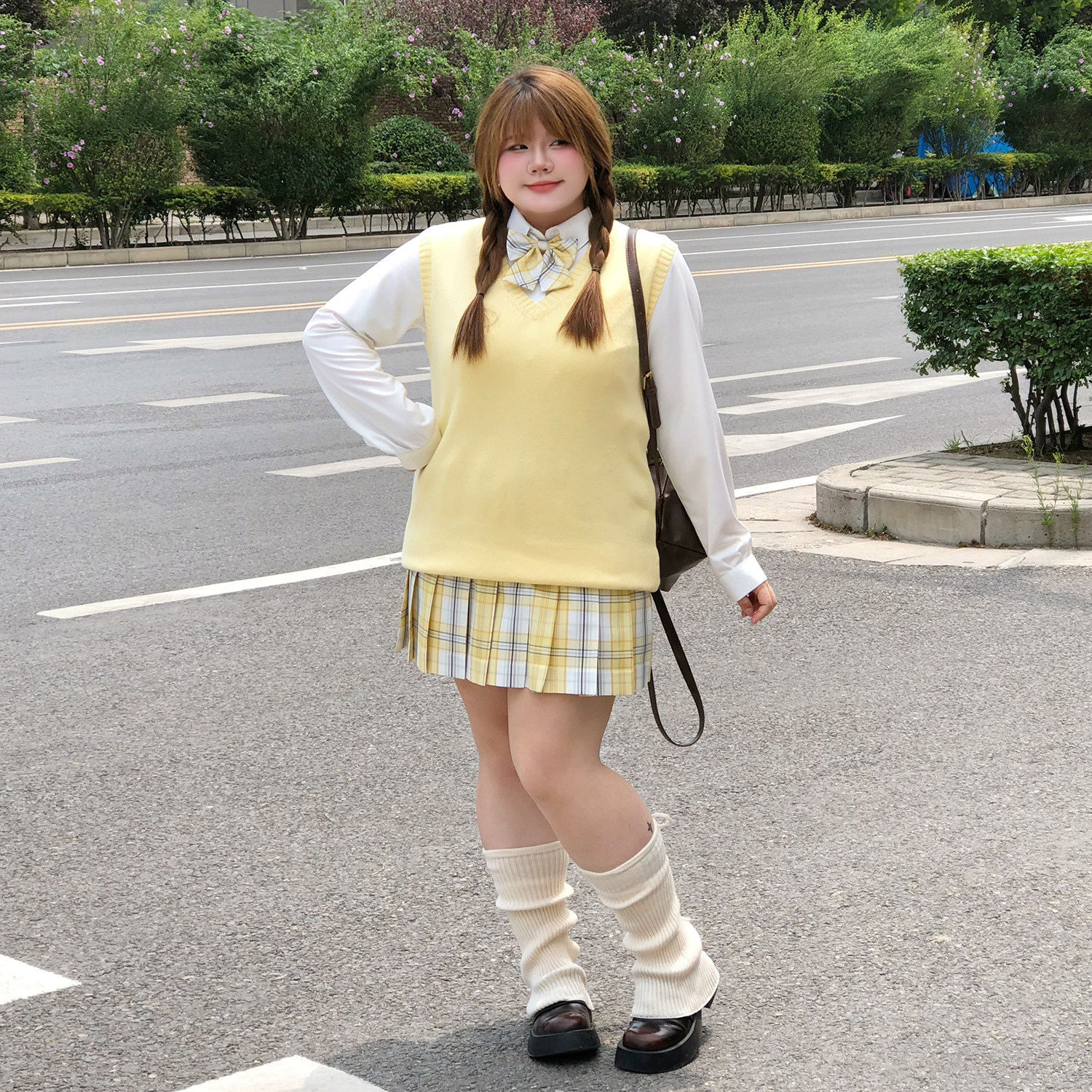 樱时纪原创大码jk纯色马甲背心女
