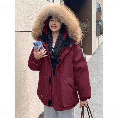 欧货百搭棉服女工装派克服2025年冬季新款中长款小个子棉袄外套