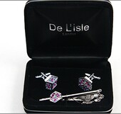 男士 钉二件套礼盒套装 礼品镶嵌进口高档水晶结婚袖 扣领带夹袖