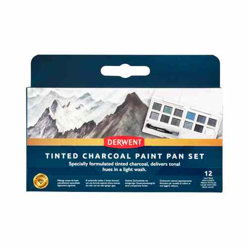 英国DERWENT得韵Tinted Charcoal彩色炭颜料旅行盘12色装2306249
