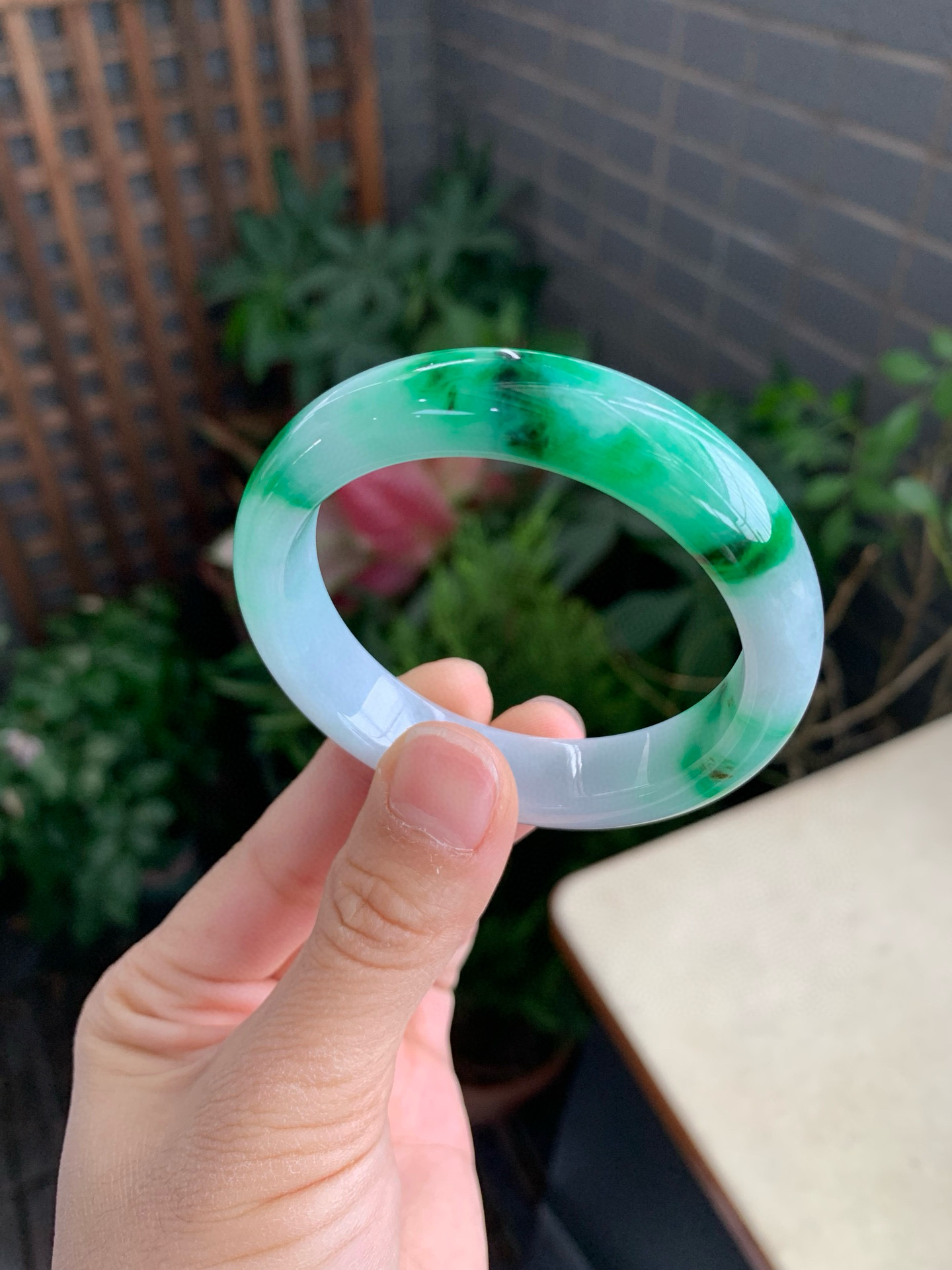 52圈口缅甸天然A货翡翠冰飘绿正圈手镯肉质细腻冰透带证书