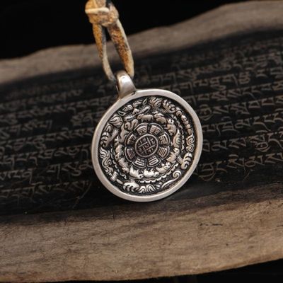 手工老银九宫八卦牌吊饰挂件配件