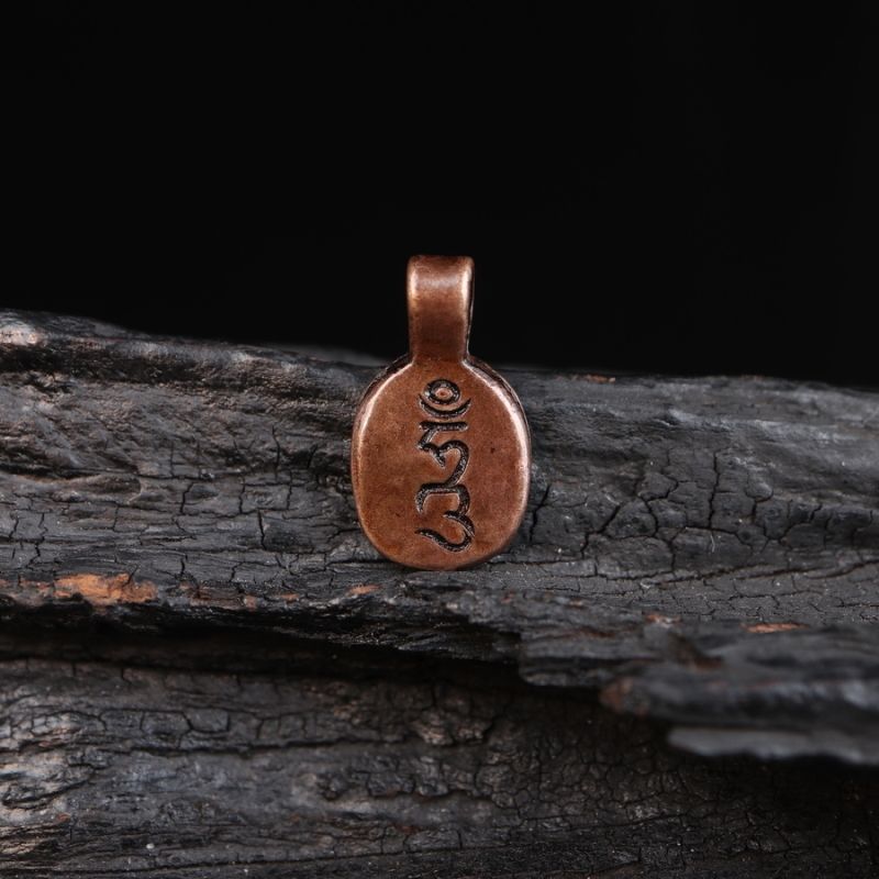 藏式文玩紫铜手工雕刻六字真言佛珠手串西藏小元素diy配件饰品