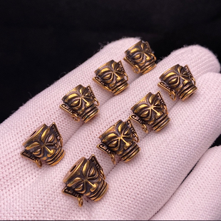 藏式复古三星堆黄铜背云线束DIY文玩配件手串金刚菩提椰蒂配饰品