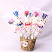 外贸仿真玫瑰花香皂花单支小熊花情人节徽商地推礼品母亲节礼物