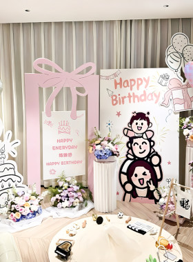 韩系周岁生日布置KT板