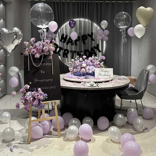 男女生生日场景布置气球装饰高级感酒店包间18岁气球派对拍照道具