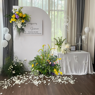 韩系订婚宴布置装 kt板结婚礼迎宾展板背景墙 饰2025高级感简单仪式