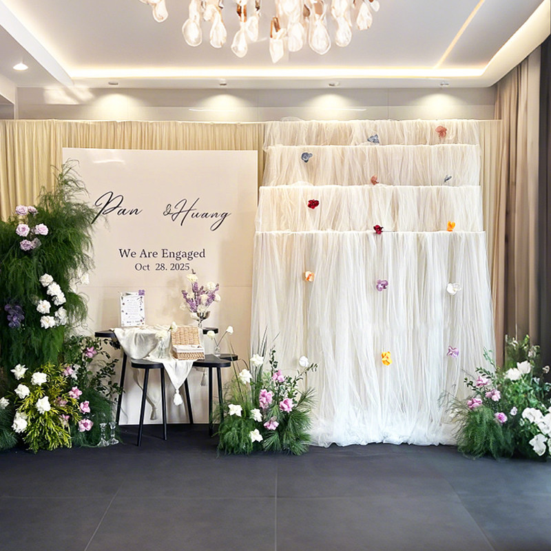 白色韩系订婚宴布置装饰森系花艺白纱幔背景墙场景迎宾区结婚kt板,节庆用品/礼品,气球,淘宝优惠券,粉丝福利购,淘宝优惠卷