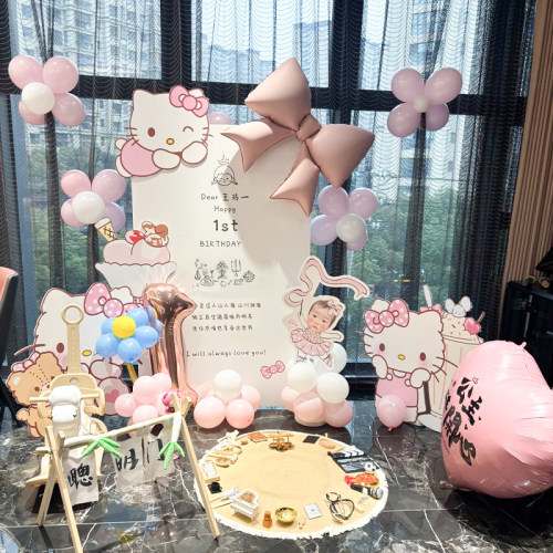Hellokitty生日场景布置装饰kt板