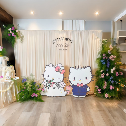 HelloKitty卡通订婚宴装饰布置KT