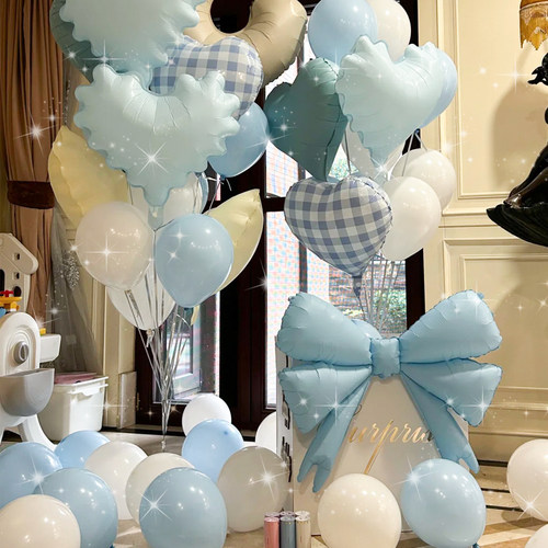 蓝色生日纪念日求婚气球布置套餐整组气球 浪漫表白场景派对装饰