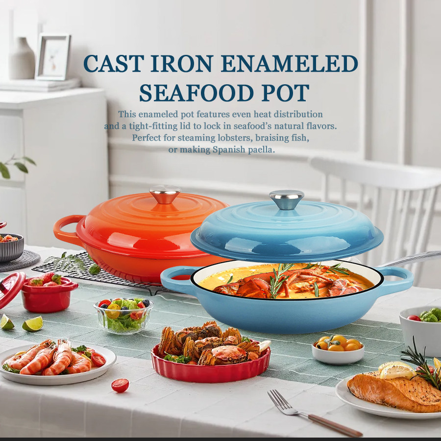 珐琅锅家用炖锅铸铁锅焖锅海鲜锅汤锅炖锅不粘锅电磁炉燃气通用
