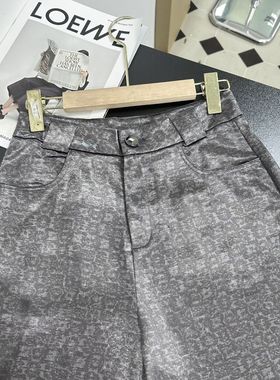 春夏新款提花阔腿裤506240高腰垂坠感休闲长裤宽松显瘦女裤