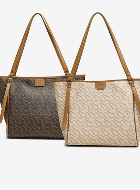 百思图2025春新款商场同款简约复古大容量托特包单肩包女X3653AX5