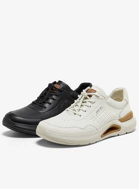 Bata休闲鞋男2025春商场新款牛皮厚底通勤透气百搭运动鞋EYX01AM5