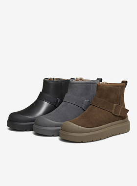 百思图2025冬季新款商场同款雪地靴休闲加绒保暖男短靴FFM10DD5