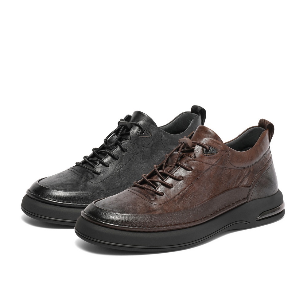 百丽男鞋百搭休闲皮鞋男2023新款真皮休闲板鞋商务鞋男士8CS01DM3