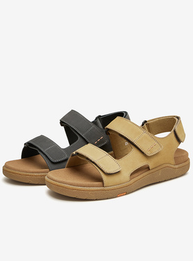 Bata凉鞋男2024夏季新款透气舒适休闲牛皮软底百搭沙滩鞋60161BL4