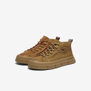 新款 休闲鞋 潮流真皮高帮工装 厚底男板鞋 W9520DM4 鞋 百思图2024冬季