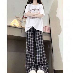 夏季小众时尚套装学生2026新款韩版宽松T恤女ins休闲阔腿裤两件套