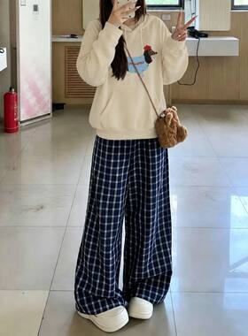 单/套装秋冬款学生套装女新款网红宽松连帽卫衣阔腿休闲裤两件套