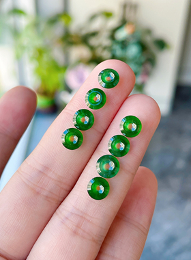 天然冰种辣阳绿色翡翠A货平安扣diy足金配件材料新中式礼物可代编