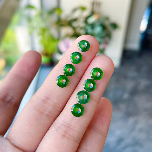 天然冰种辣阳绿色翡翠A货平安扣diy足金配件材料新中式礼物可代编