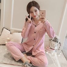 春秋夏季纯棉长袖妈妈夏天睡衣可爱家居服女装全棉新款开衫套装