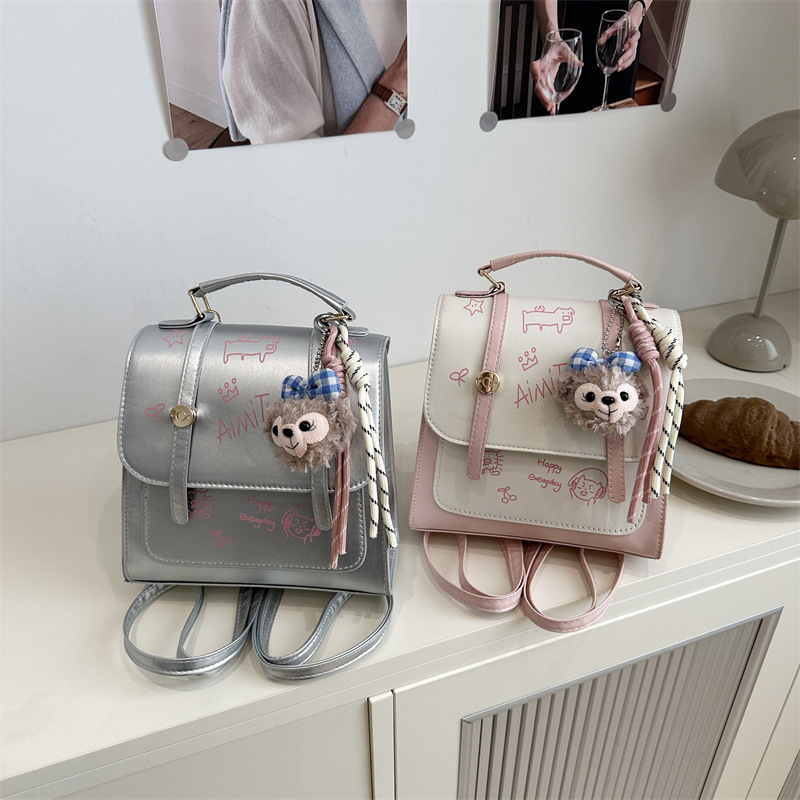 时尚印花拼接手提小方包女包2025春新款轻奢单肩包通勤双肩包